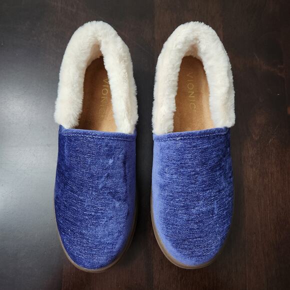 Vionic Clare Cozy Collar Blue Slippers Size 6 - Picture 3 of 8